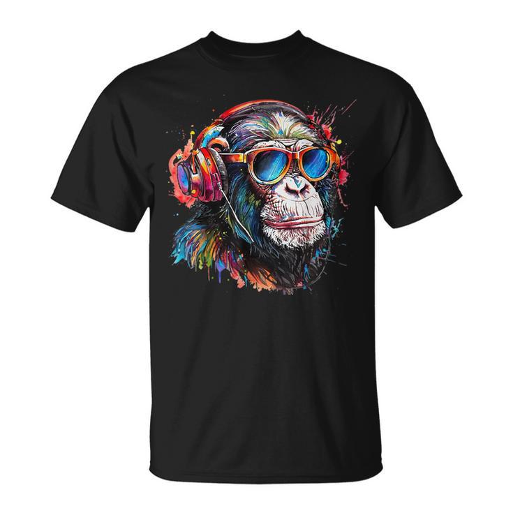 Dj Monkey Affen Mit Sonnenbrille Geschenkidee Affe Musik T-Shirt