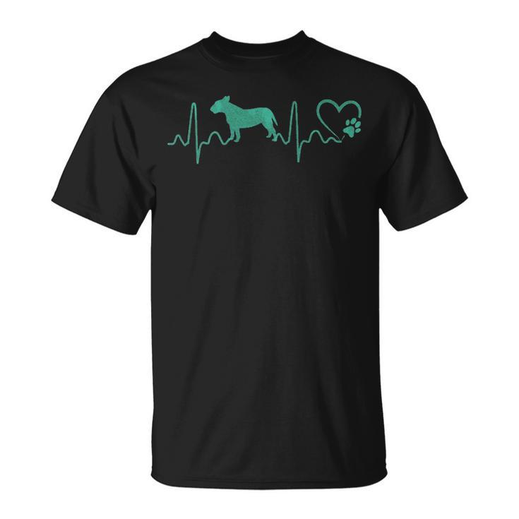 Dogs Heartbeat Bull Terrier Dog Animal Rescue Lifeline T-Shirt