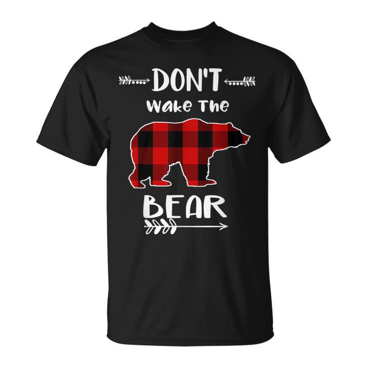 Don't Wake The Bear Black & Red Buffalo Plaid Bear T-Shirt