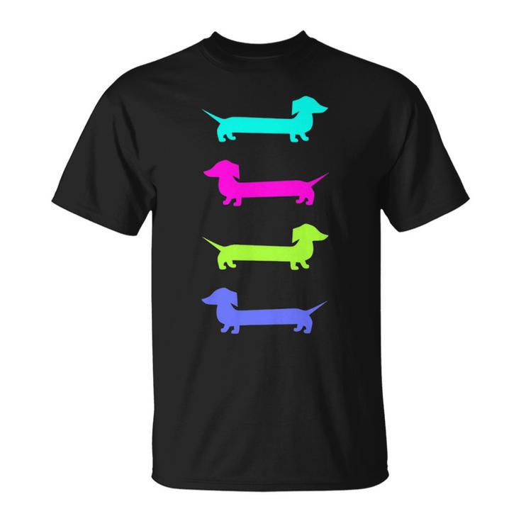 Doxie Lover Brightly Colored Dachshunds T-Shirt