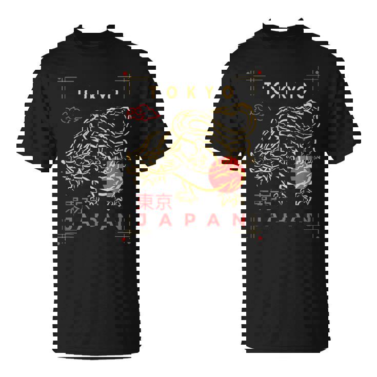 Dragón De Fuego Con Tokio Japonés Signo De Japón -Tokio Fan Camiseta unisex