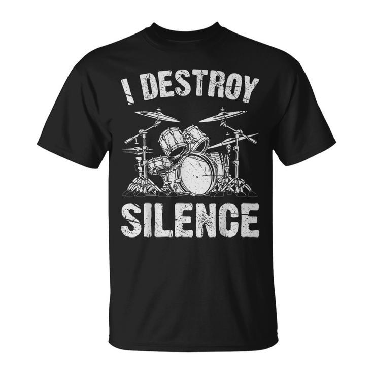 Drummer I Destroy Silence Drumming Vintage Drumset Drum Set T-Shirt