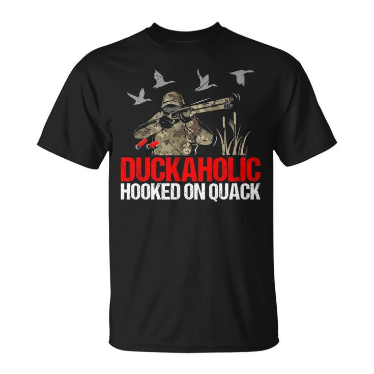 Duckoholic Hooked Quack Duck Hunting Hunter T-Shirt