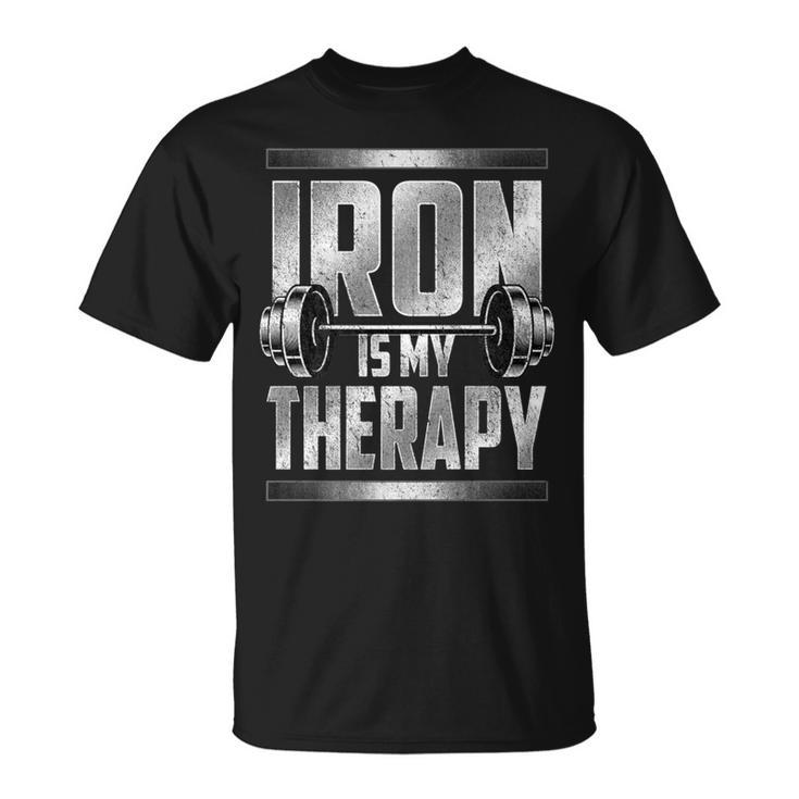 Dumbbell Workout Iron Is My Therapy Weightlifting Gym Addict T-Shirt