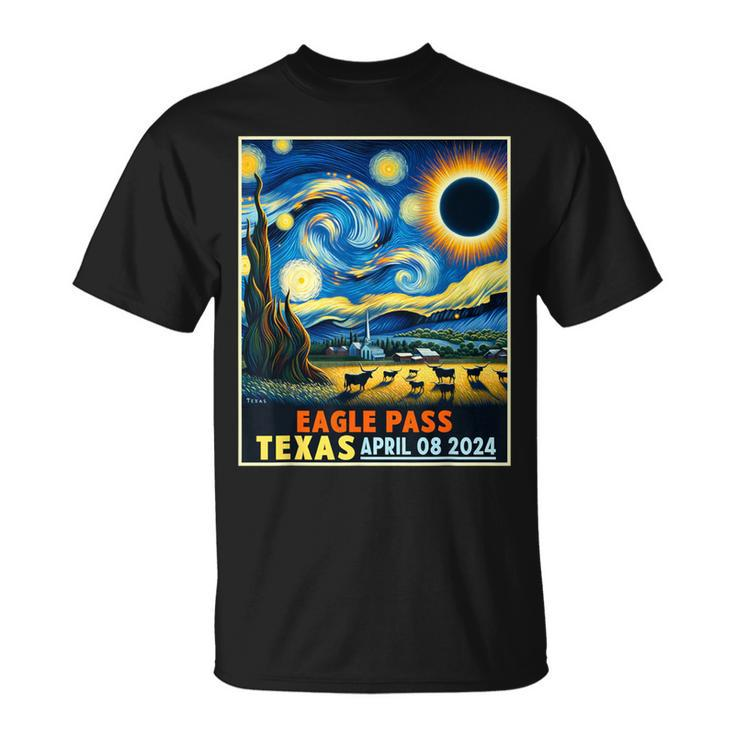 Eagle Pass Texas Total Solar Eclipse 2024 Starry Night T-Shirt