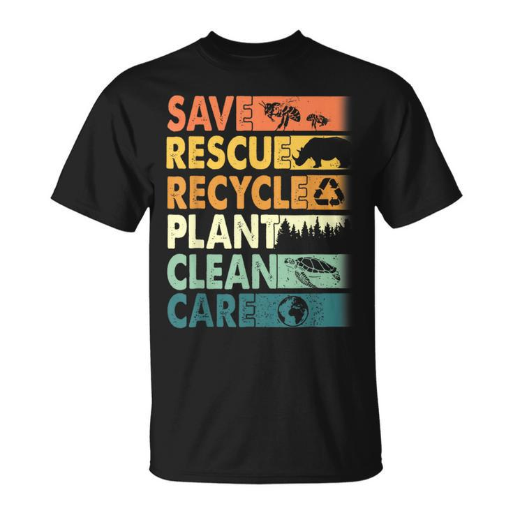 Earth Day Save Rescue Animals Recycle Plastics Planet T-Shirt
