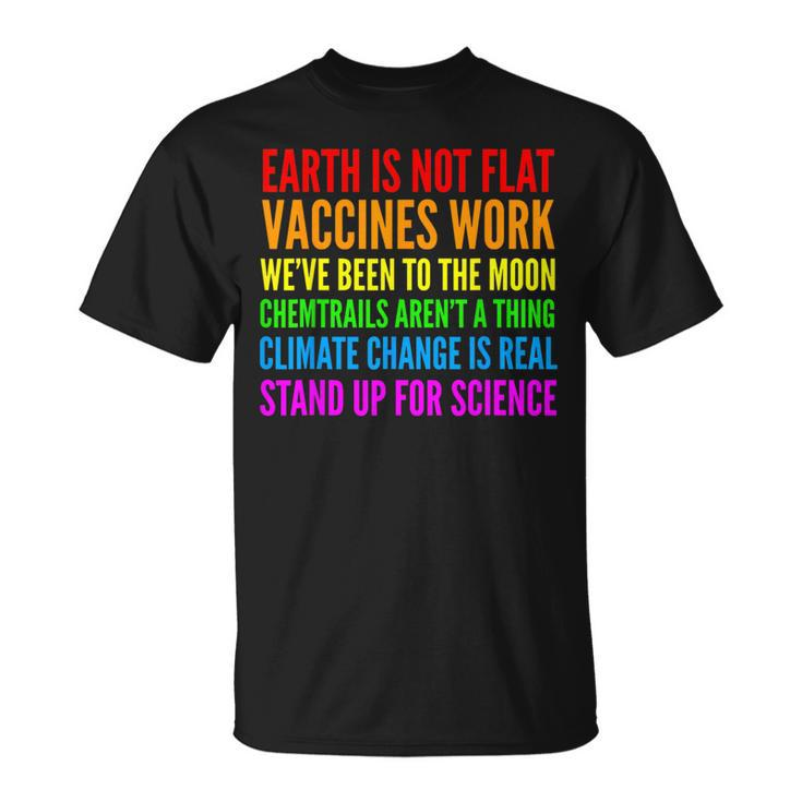 Earth Not Flat Climate Change Real Vaccine Work T-Shirt