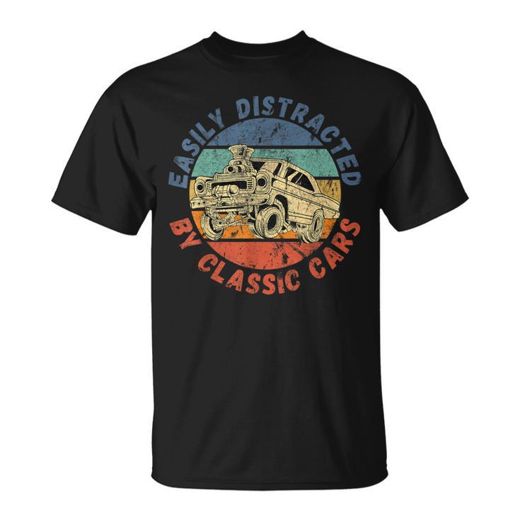 Easily Distracted By Classic Cars Antique Vintage T-Shirt