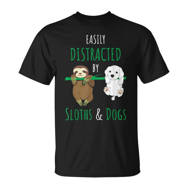 Easily Distracted By Sloths And Dogs Cute Dog Sloth T-Shirt