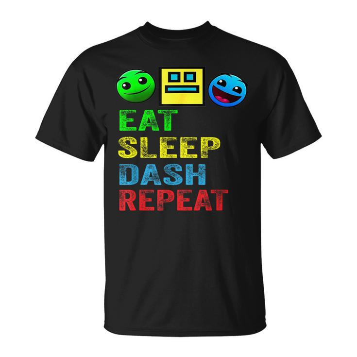Eat Sleep Dash Repeat Video Game Geometry Video Gamer T-Shirt