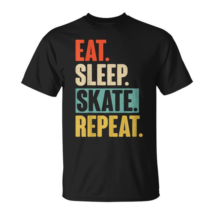 Eat Sleep Skate Repeat Retro Vintage Skating Skater T-Shirt