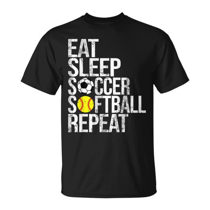 Eat Sleep Soccer Softball Repeat Ball T-Shirt