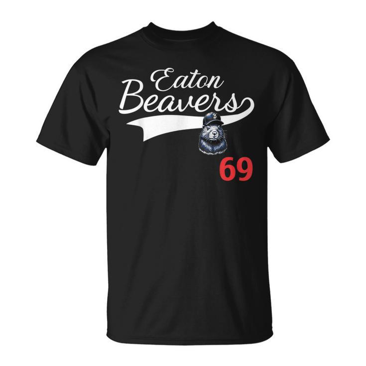 Eaton Beavers 69 Adult Humor Baseball T-Shirt