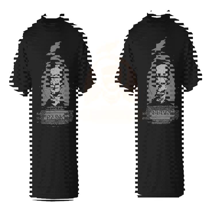 Edgar Allan Poe Cuervo Gótico Nunca Más Oculto Inglés Horror Camiseta unisex