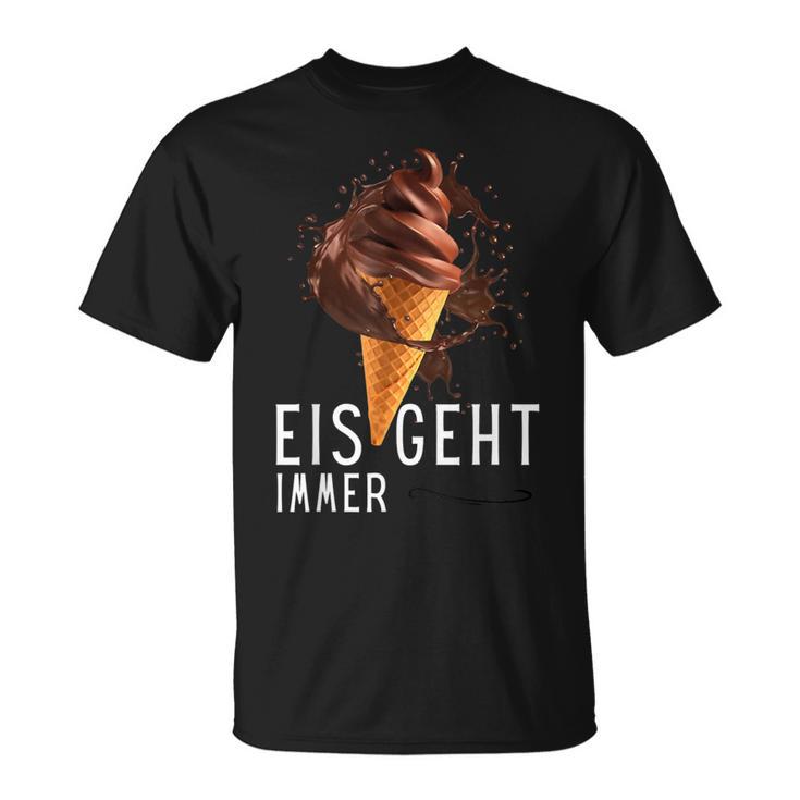 Eis Geht Immer Eisparele Eiscafe Schokoladeneis Orange T-Shirt