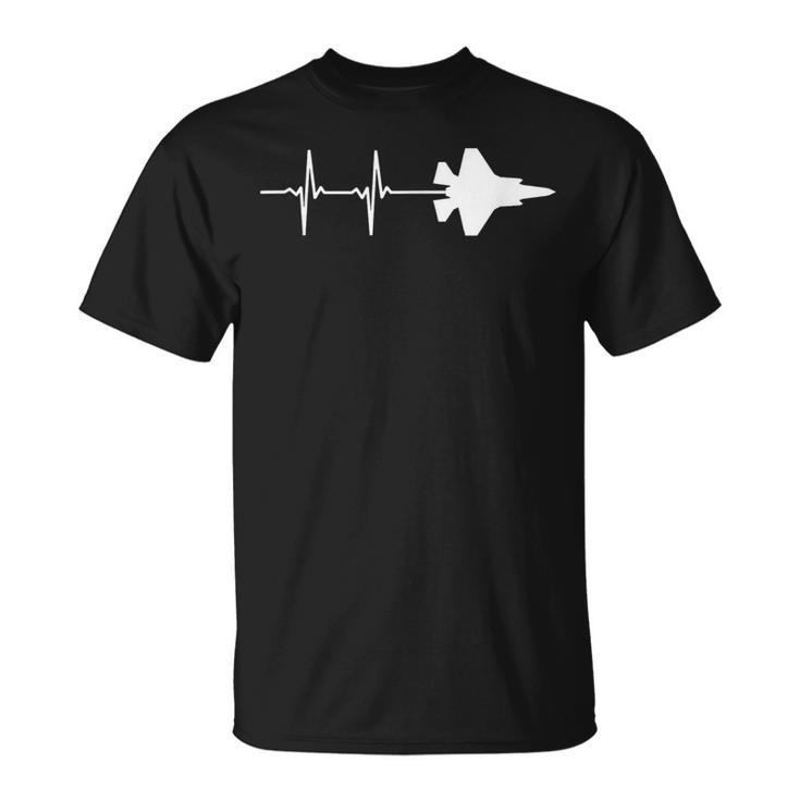 Ekg Heartbeat F-35 Lightning Jet Military Airplane T-Shirt