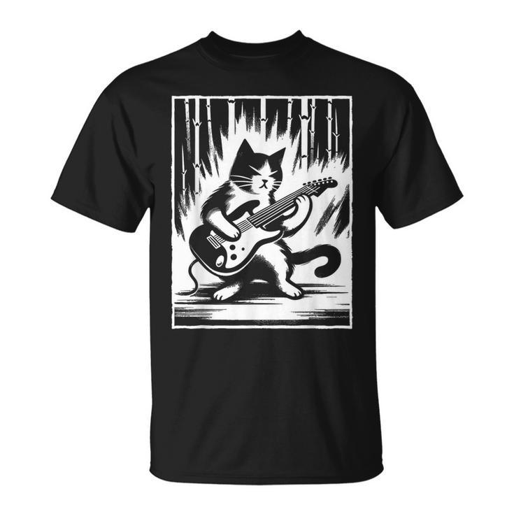 Electric Guitar Cat Rock Music Japan Style Cat T-Shirt