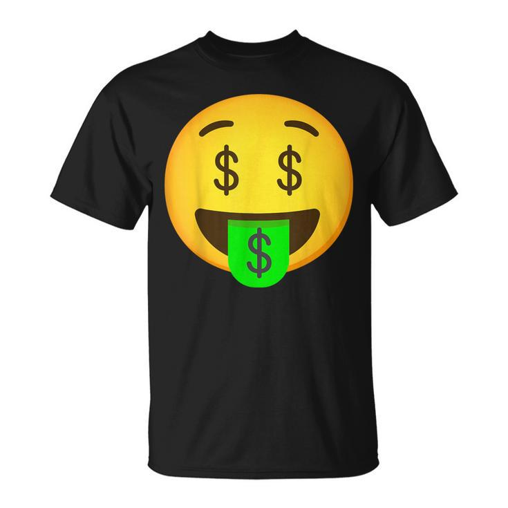 Emoticon Money Mouth Face With Dollar Sign Eyes Rich T-Shirt