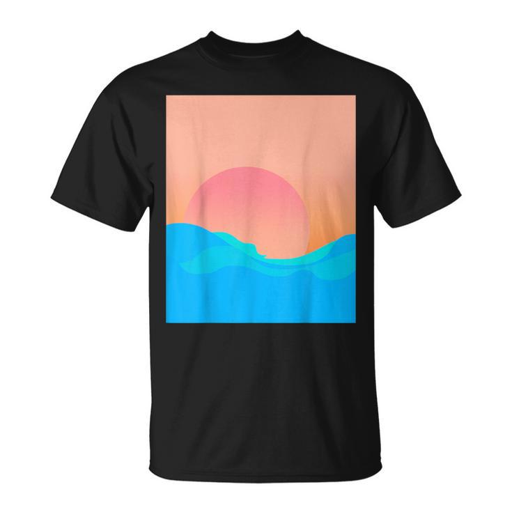 Encinitas San Diego California Ocean Sunset Waves T-Shirt