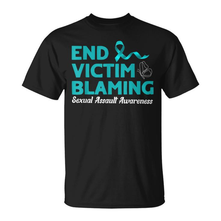 End Victim Blaming Sexual Assault Awareness Month T-Shirt