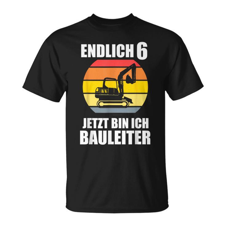 Endlich 6 Builder 6Th Birthday Digger T-Shirt