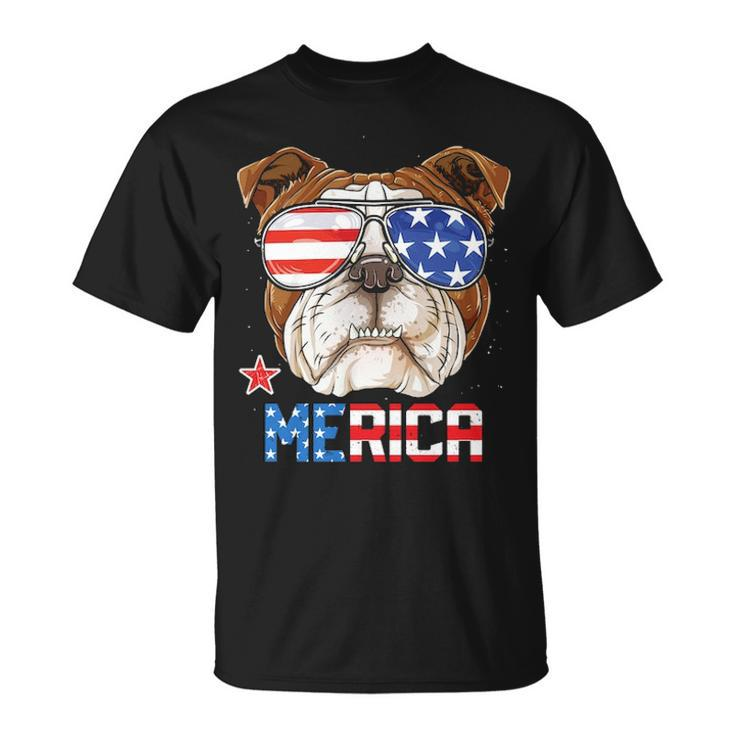 English Bulldog Merica 4Th Of July T-Shirt