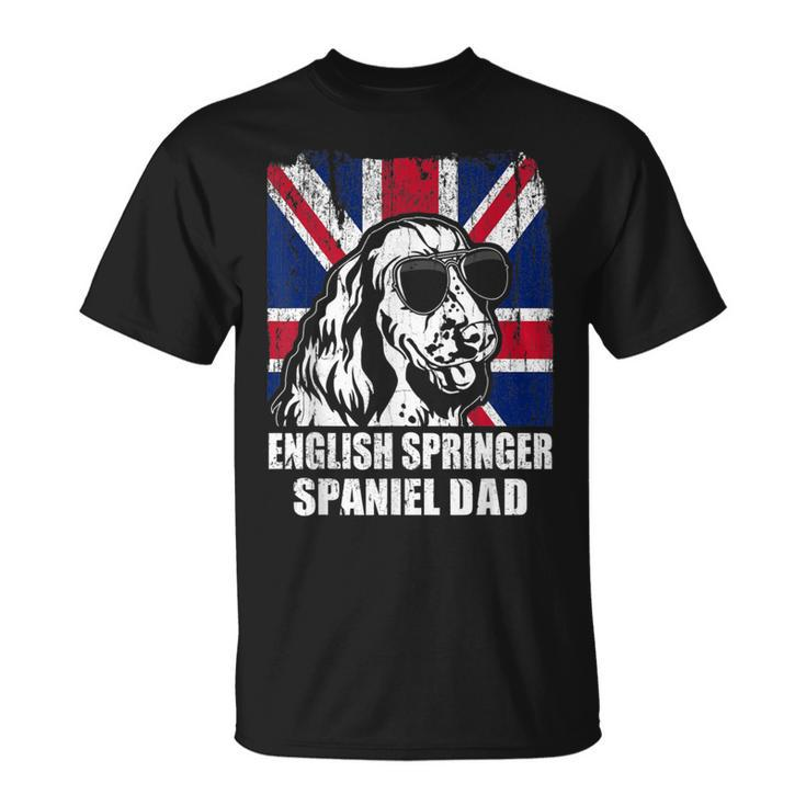 English Springer Spaniel Dad Cool Uk Flag Vintage Retro T-Shirt