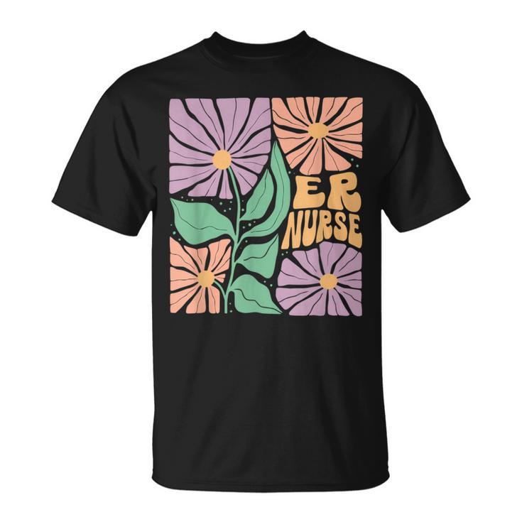 Er Flower Emergency Room Nurse Spring Er Team Er Tech T-Shirt