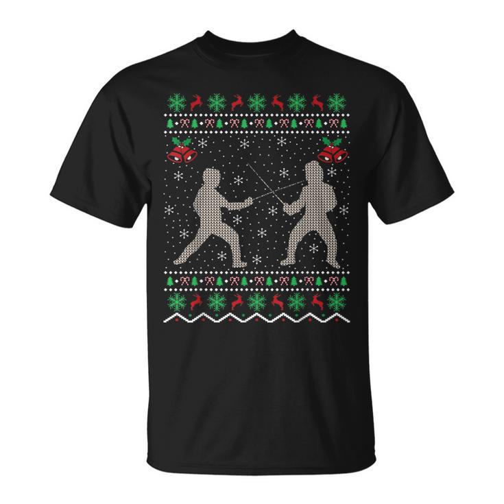 Esgrima Amante De Navidad Regalo Feo Esgrima Navidad Camiseta unisex