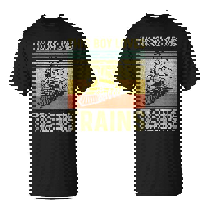 Este Chico Ama Los Trenesintage Para Los Amantes Entrena Niños Camiseta unisex