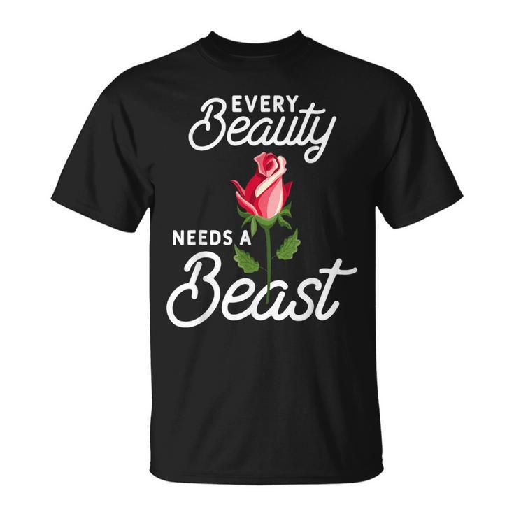 Every Beauty Needs A Beast Matching Couple Weightlifting T-Shirt