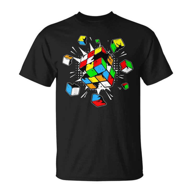 Exploding Rubix Rubiks Rubics Cube 3X3 Cuber Events Costume T-Shirt