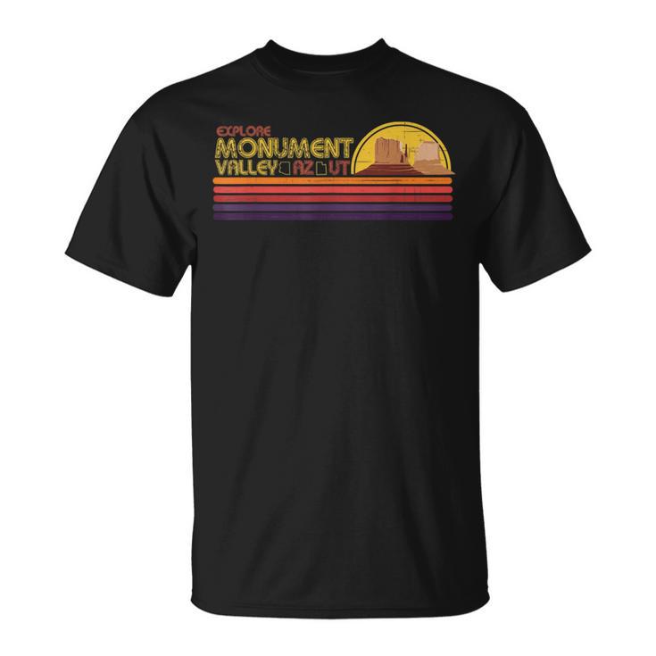 Explore Monument Valley Az Ut Vintage Stripes Tourist T-Shirt