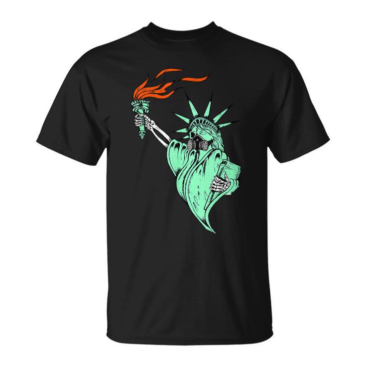 Face Gas Mask Statue Of Liberty Freedom Political Humor T-Shirt