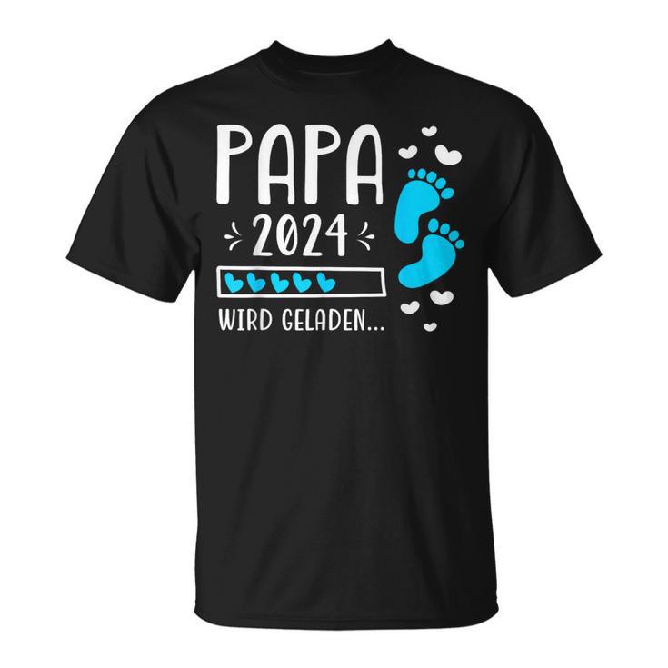 Father 2024 Wird Geladen Papa Loading 2024 Werdender Papa T-Shirt