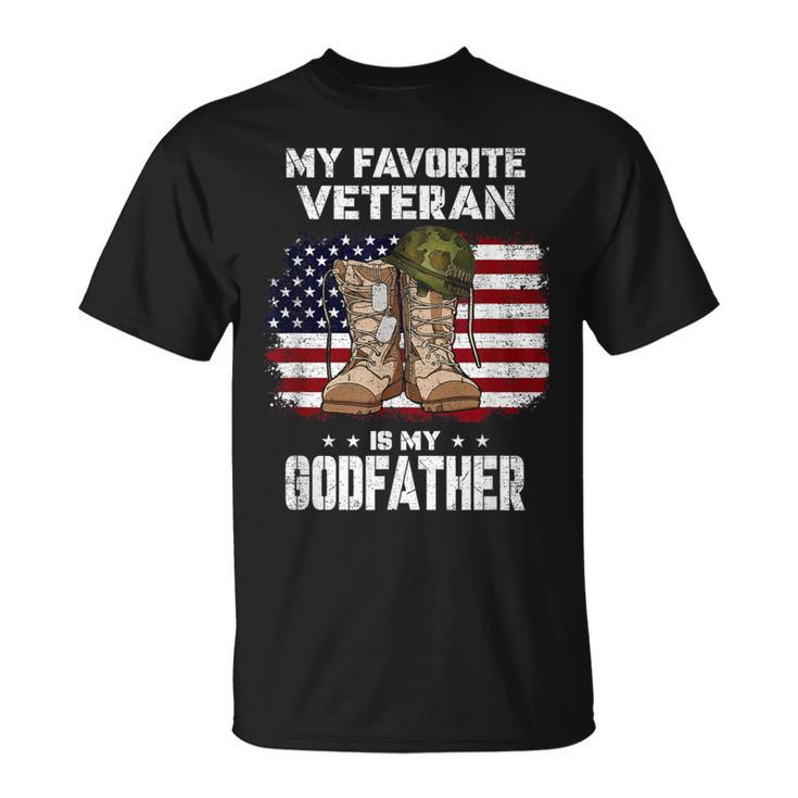 My Favorite Veteran Is My Godfather American Flag Veterans T-Shirt