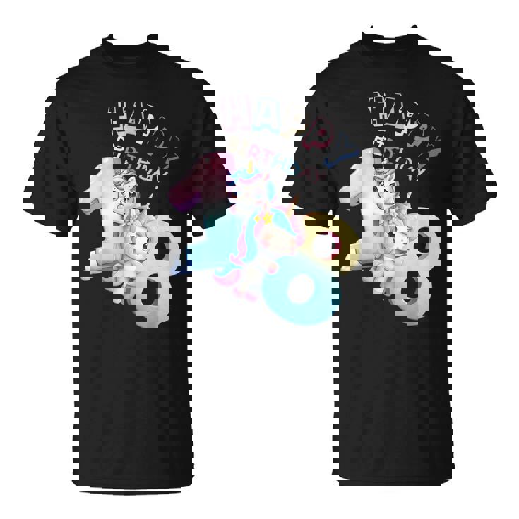 Feliz Cumpleaños De 18 Años Linda Fiesta De Unicornio Para Los Amantes Camiseta unisex