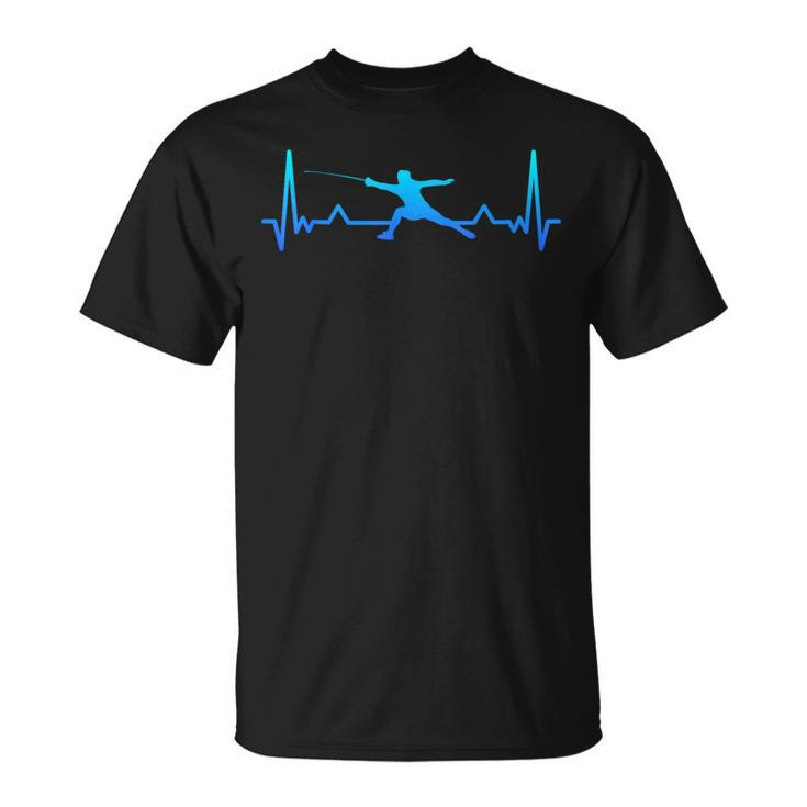 Fencing Saber Heartbeat Line Dad T-Shirt