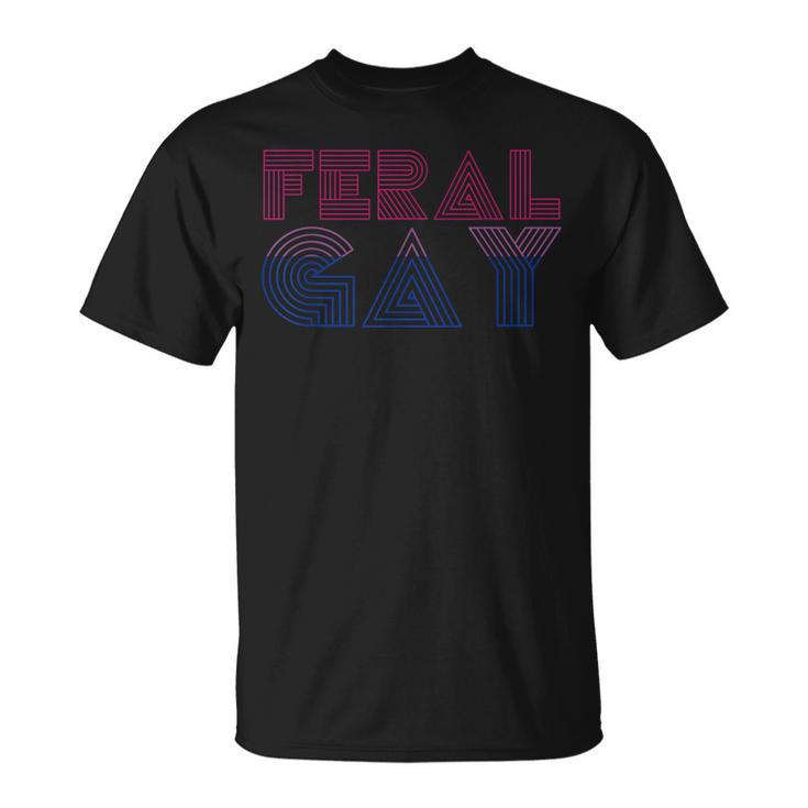 Feral Gay Lgbt Gay Bi Pan Trans Pride Meme Bisexual Flag T-Shirt