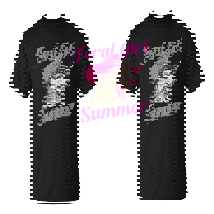 Feral Girl Summer Retro Possum Meme T-Shirt