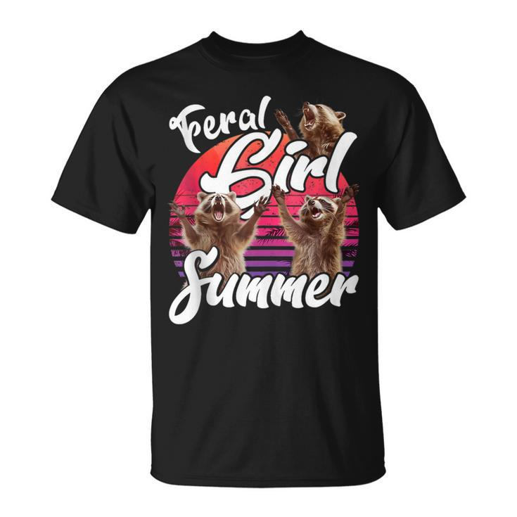 Feral Girl Summer Vintage Feral Girl Summer Raccoon T-Shirt