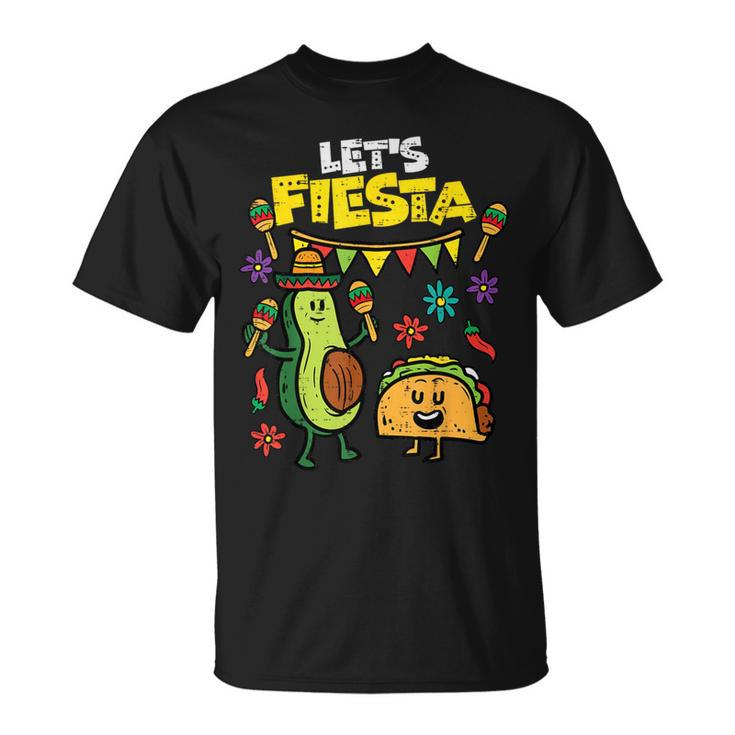 Lets Fiesta Taco Avocado Cinco De Mayo Mexican Party T-Shirt