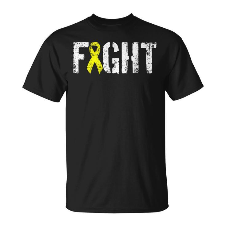Fight Cancer T Bone Cancer Awareness Yellow Ribbon T-Shirt