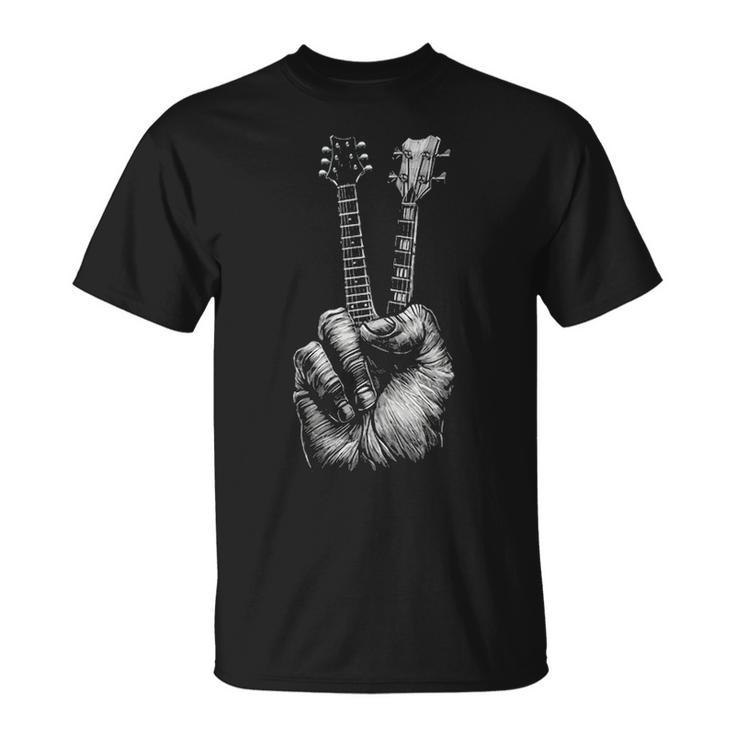 Fingers Peace Sign Guitar Necks T-Shirt