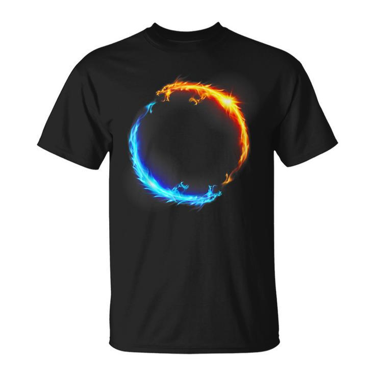 Fire And Ice Duel Dragon T-Shirt