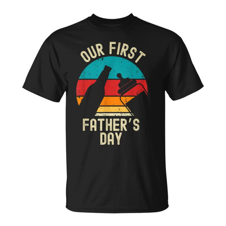 Our First Father's Day 2024 New Dad Beer Lover Father T-Shirt