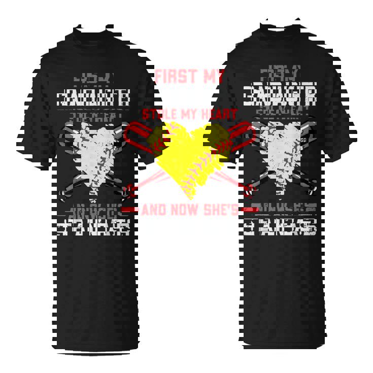 First My Granddaughter Stole My Heart Softball Grandpa T-Shirt