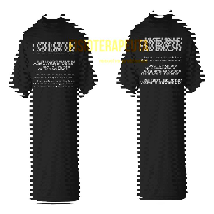 Fisioterapeuta Definición Regalo Fisioterapeuta Sin Mangas Camiseta unisex