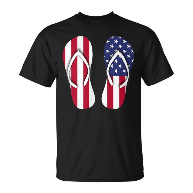 Flip Flops Red White And Blue Patriotic Sandals Beach T-Shirt