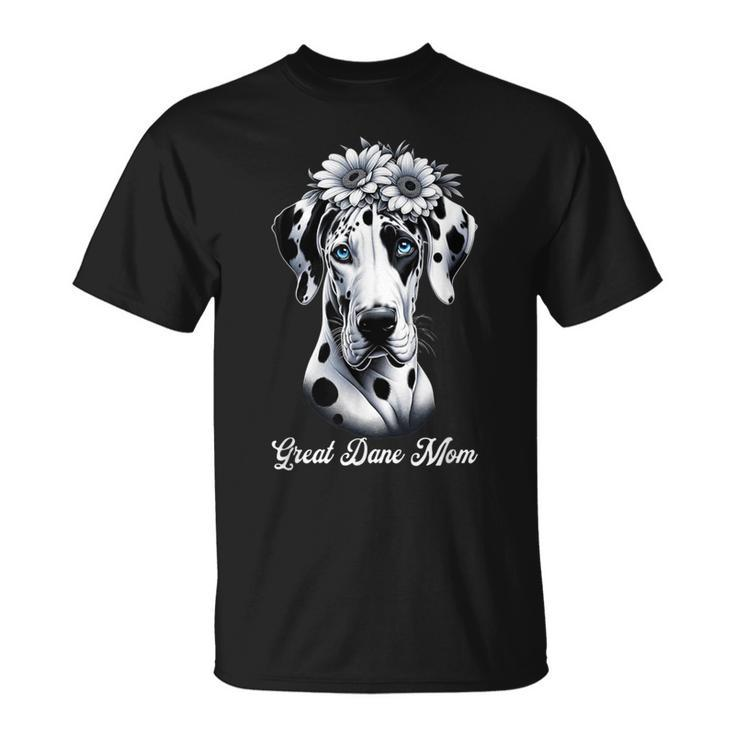 Flowers Giant Adorable Large Gentle Dog Lover Great Dane Mom T-Shirt